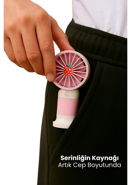 Mini Fan Şarjlı Taşınabilir El Vantilatörü Telefon Standı Meyve Figürlü USB Mini Fan 250MAH 5W Güçlü