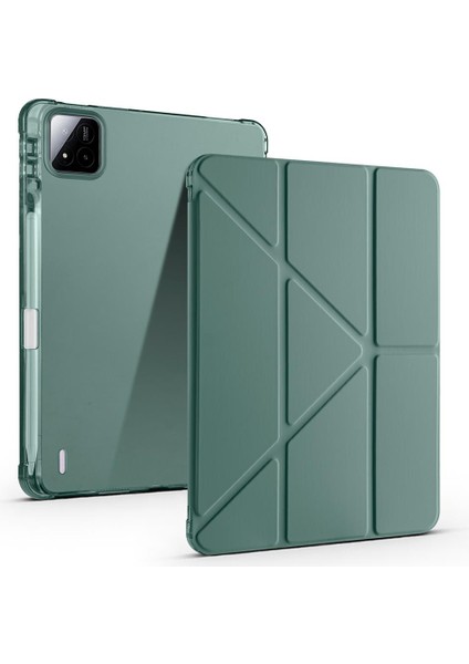 Xiaomi Mi Pad 7 / Pad 7 Pro Uyumlu Kılıf Kalem Bölmeli Tri Folding Standlı Arkası Silikon Uyku Modlu
