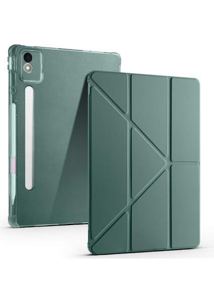Lenovo Idea Tab Pro 12.7" Uyumlu Kılıf Kalem Bölmeli Tri Folding Standlı Arkası Silikon Uyku Modlu