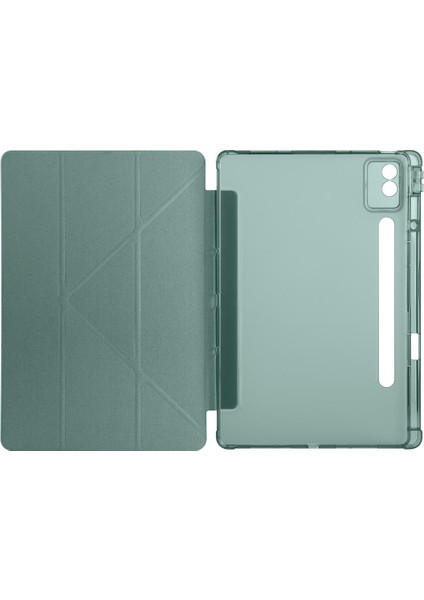 Lenovo Idea Tab Pro 12.7" Uyumlu Kılıf Kalem Bölmeli Tri Folding Standlı Arkası Silikon Uyku Modlu modelleri