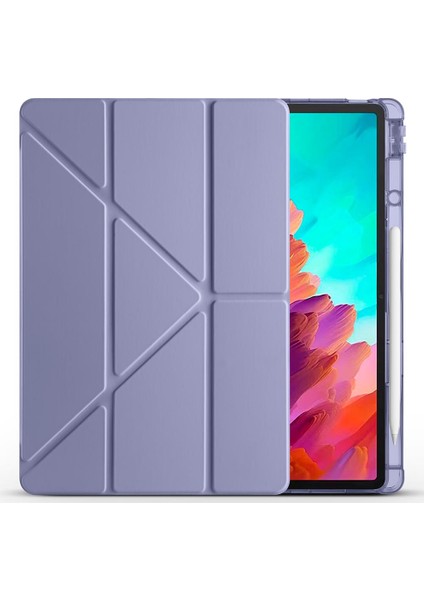 Lenovo Idea Tab Pro 12.7" Uyumlu Kılıf Kalem Bölmeli Tri Folding Standlı Arkası Silikon Uyku Modlu fiyatları