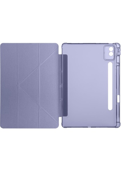 Lenovo Idea Tab Pro 12.7" Uyumlu Kılıf Kalem Bölmeli Tri Folding Standlı Arkası Silikon Uyku Modlu modelleri