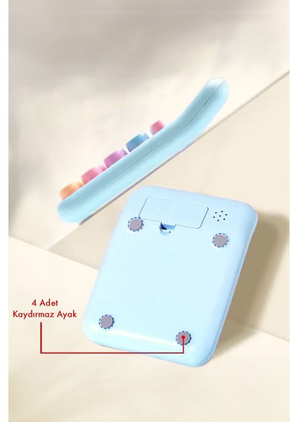 Renkli 12 Haneli Yuvarlak Tuşlu Mavi Hesap Makinesi, 4 Fonksiyonlu, Pratik ve Şık Tasarım