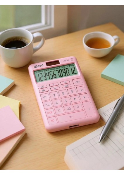 Pastel Pembe 12 Haneli Hesap Makinesi ND-30P, Şık ve Kullanışlı Tasarım fırsatları