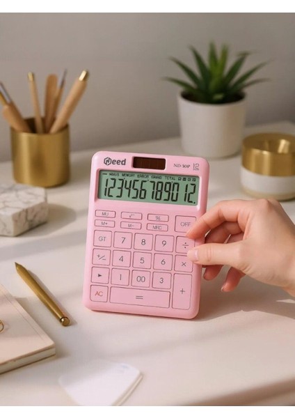 Pastel Pembe 12 Haneli Hesap Makinesi ND-30P, Şık ve Kullanışlı Tasarım indirimleri