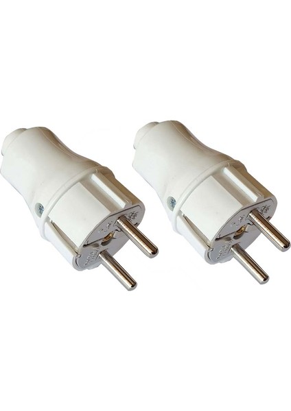 Topraklı Erkek Fiş Beyaz Renk 2 Adet