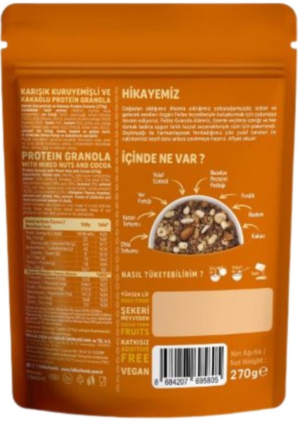 Vegan Protein Granola - Karışık Kuruyemiş & Kakao 270 gr - Protein Bar 3'lü Set fiyatları