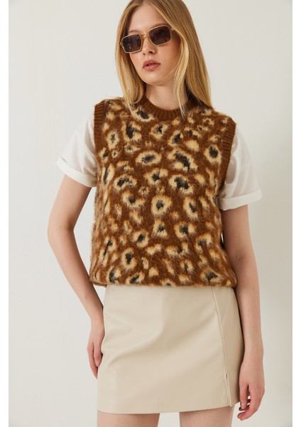 Kadın Şardonlu Leopar Desenli Süveter fiyatları