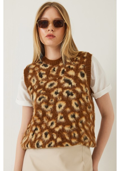 Kadın Şardonlu Leopar Desenli Süveter fırsatları