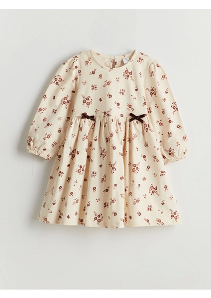 Lcw Kids Ekru Çiçekli Kız Çocuk 2 Iplik Elbise