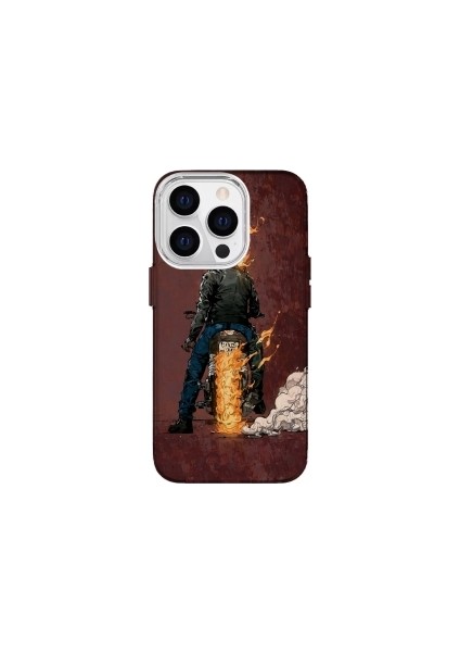 IPHONE 15 Pro Özel Ghost Rider Tasarımlı Lüks Silikon Kılıf