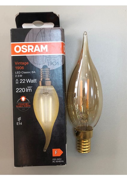 10 Adet Osram 2,5W=22W=220 Lümen E14 Rustik Kıvrık LED Buji Lamba fiyatları