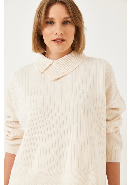 Kadın Yaka Detayl Triko Kazak modelleri