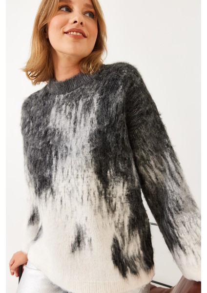 Kadın Bisiklet Yaka Şardonlu Triko Kazak