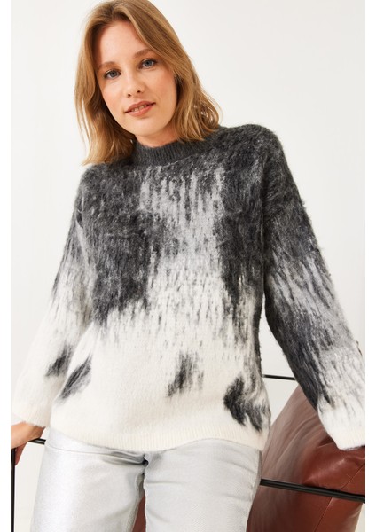 Kadın Bisiklet Yaka Şardonlu Triko Kazak modelleri