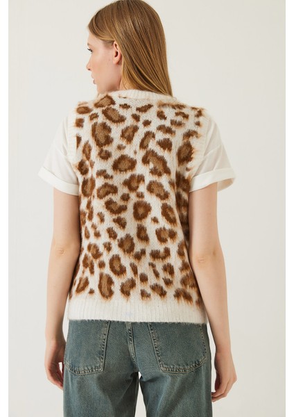 Kadın Şardonlu Leopar Desenli Süveter fiyatları