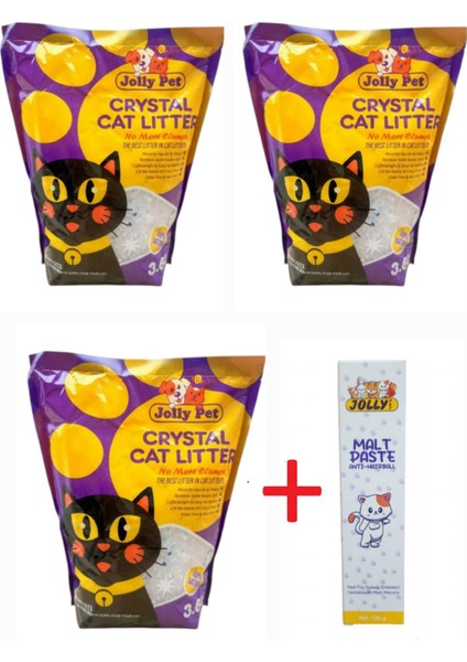 Jollypet Silika Silikonlu Kedi Kumu 3.8 Litre 1.4kg 3 Adet + Malt Paste Trend Paket