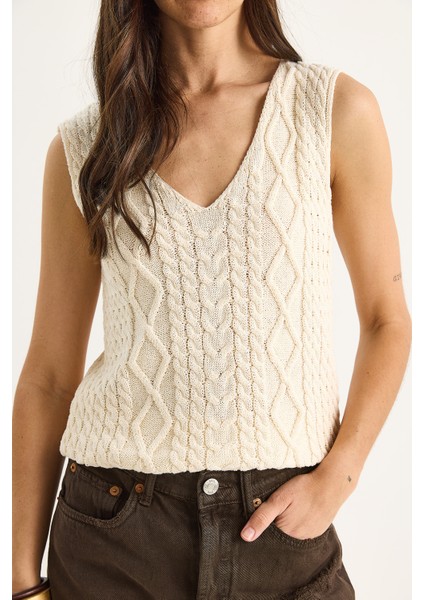 Kadın V Yaka Örme Detay Triko Askılı Bluz fırsatları