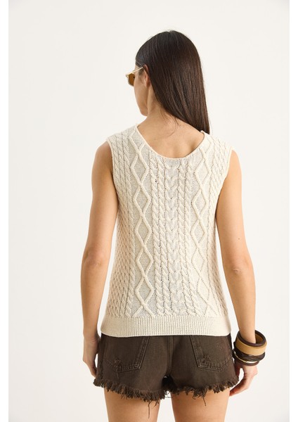 Kadın V Yaka Örme Detay Triko Askılı Bluz indirimleri