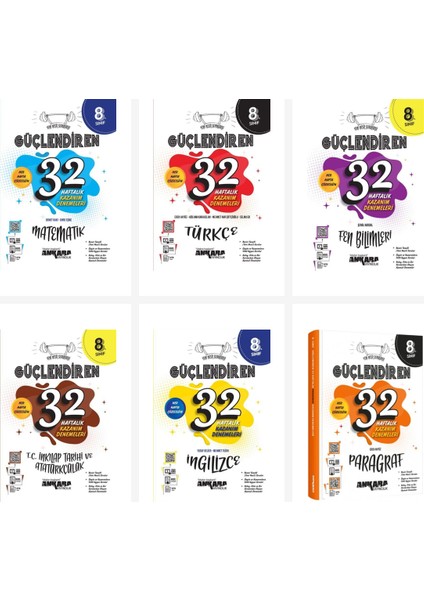 Ankara 8. Sınıf Güçlendiren 32 Haftalık Türkçe Kazanım Denemeleri