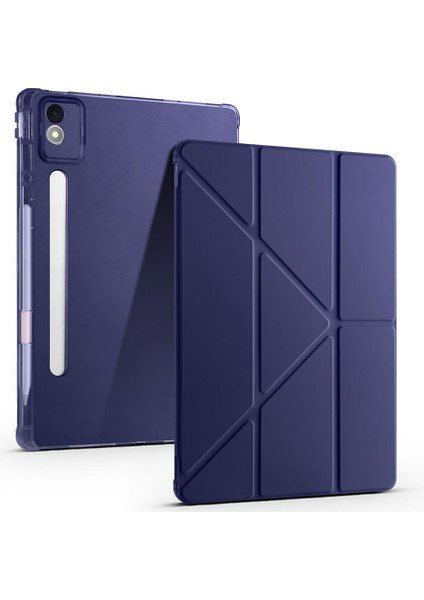 Lenovo Idea Tab Pro 12.7" Uyumlu Kılıf Kalem Bölmeli Tri Folding Standlı Arkası Silikon Uyku Modlu