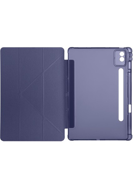 Lenovo Idea Tab Pro 12.7" Uyumlu Kılıf Kalem Bölmeli Tri Folding Standlı Arkası Silikon Uyku Modlu modelleri