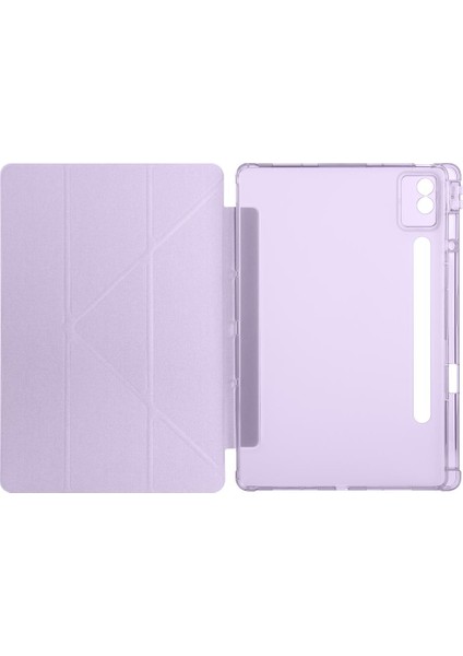 Lenovo Idea Tab Pro 12.7" Uyumlu Kılıf Kalem Bölmeli Tri Folding Standlı Arkası Silikon Uyku Modlu modelleri