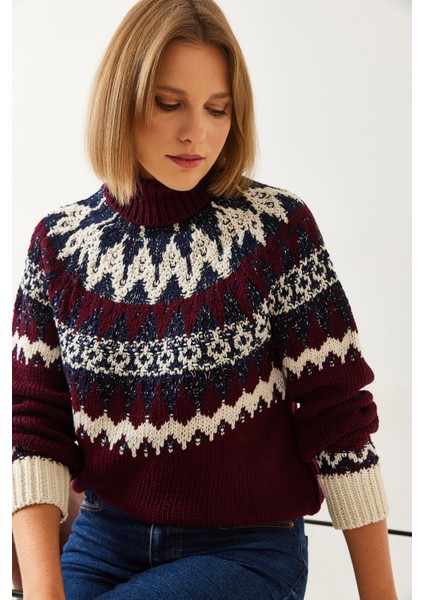 Kadın Jakarlı Reglanlı Triko Kazak