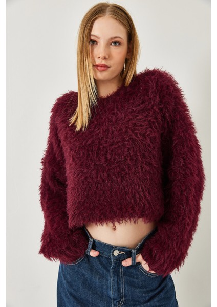 Kadın Tüylü Triko Kazak modelleri