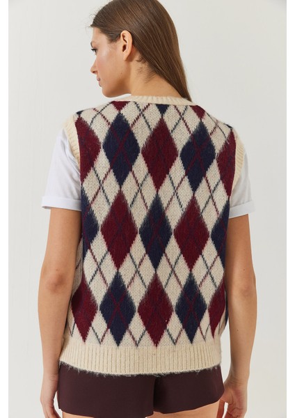 Kadın Şardonlu Baklava Desenli Triko Süveter fırsatları