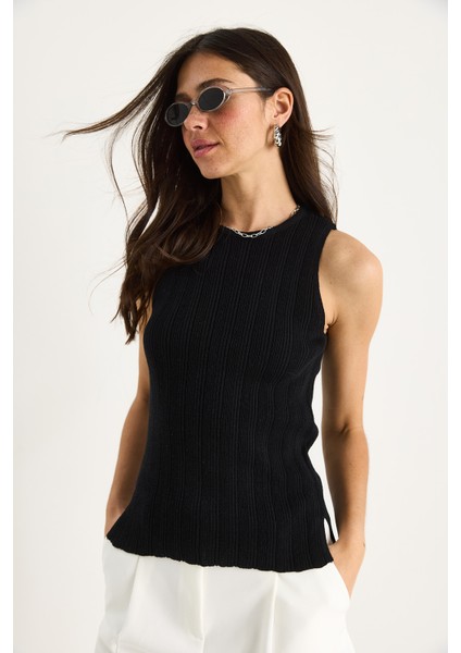 Kadın Bisiklet Yaka Fitilli Triko Bluz modelleri