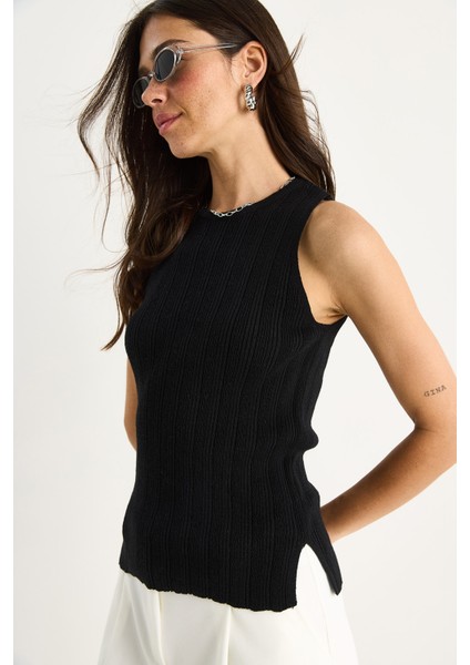 Kadın Bisiklet Yaka Fitilli Triko Bluz indirimleri