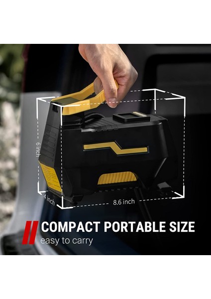 ERG-520 Dijital Basınç Göstergeli Oto Lastik Şişirme Pompası Hava Kompresörü