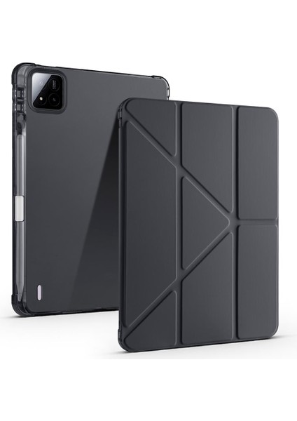 Xiaomi Mi Pad 7 / Pad 7 Pro Uyumlu Kılıf Kalem Bölmeli Tri Folding Standlı Arkası Silikon Uyku Modlu