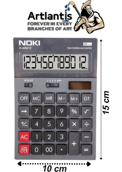 Siyah 12 Haneli Orta Boy Hesap Makinesi, Ofis ve Okul Kullanımı
