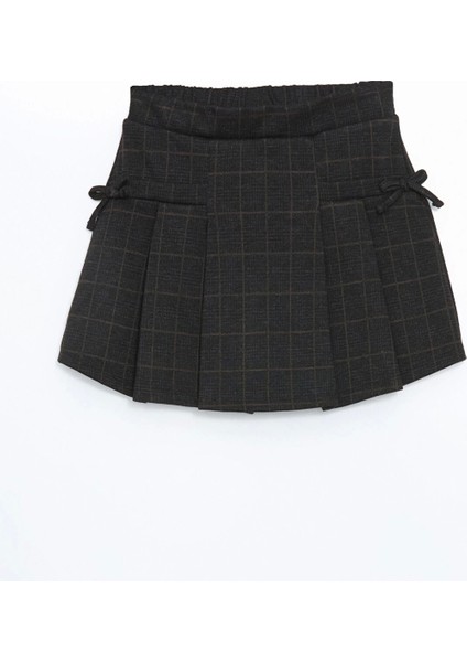 Lcw Kids Gri Beli Lastikli Ekose Kız Çocuk Şort Etek