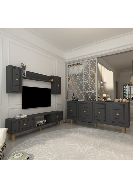 Darioct Bohem Konsol (KB150), Bohem Tv Ünitesi 2 Li Salon Takımı Antrasit-Antrasit fiyatları