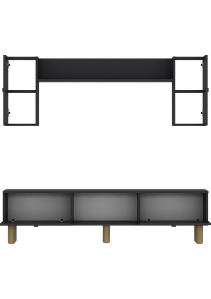 Darioct Bohem Konsol (KB150), Bohem Tv Ünitesi 2 Li Salon Takımı Antrasit-Antrasit fırsatları
