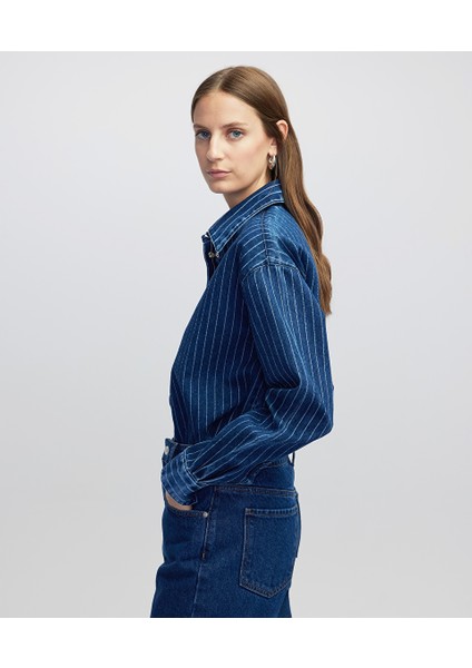 Çizgili Denim Gömlek IW6250025100028 modelleri