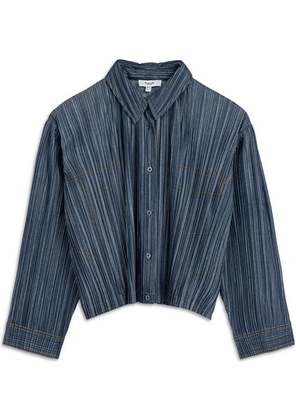 Denim Görünümlü Dokulu Gömlek TW6250025065629 indirimleri