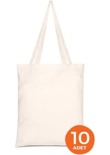 Baskısız Ham Bez Çanta 10'lu 160 Gr. %100 Pamuk Kumaş Punch ve Boyamaya Uygun