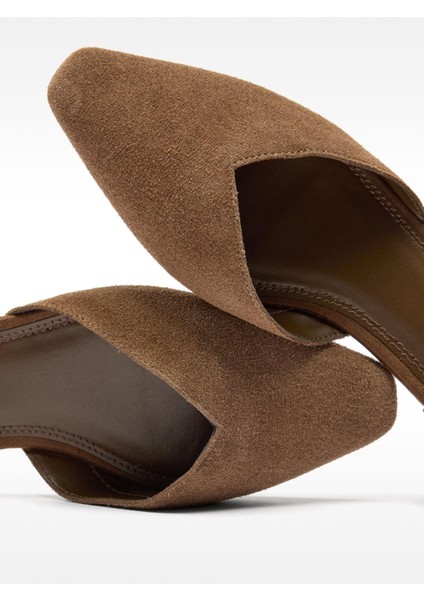 %100 Süet Deri Babet