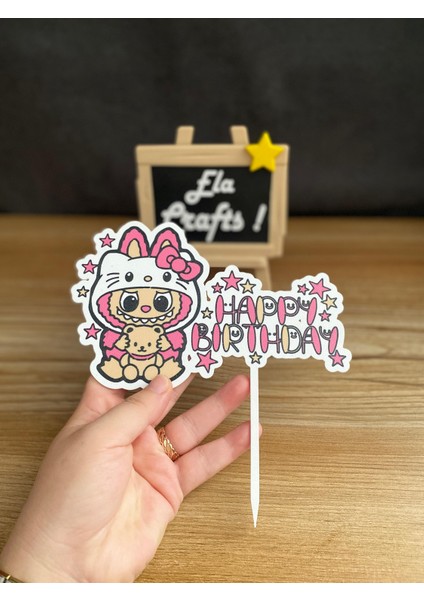 3D Labubu Figürlü “happy Birthday” Pasta Süsü – Doğum Günü Parti Dekoru, Özel Tasarım fiyatları