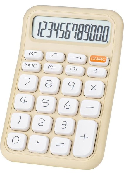 Krem Renk Beyaz Tuşlu 12 Haneli Hesap Makinesi, Taşınabilir ve Kullanışlı