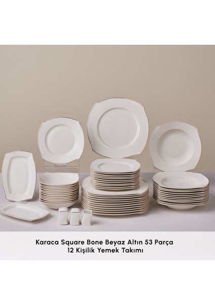 Square Bone Beyaz Altın 53 Parça 12 Kişilik Yemek Takımı modelleri