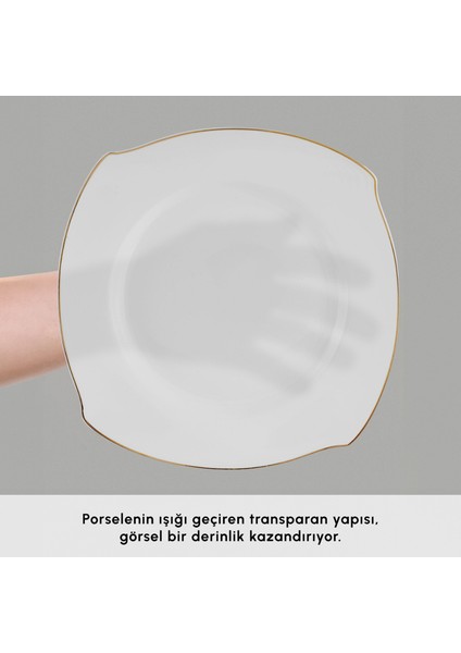 Square Bone Beyaz Altın 53 Parça 12 Kişilik Yemek Takımı