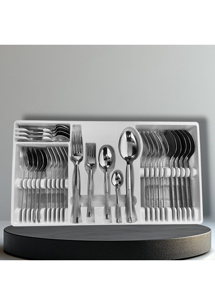 30 Parça 6 Kişilik Çatal Kaşık Seti Hasır Model Kutulu 18/0 Kalite fiyatları