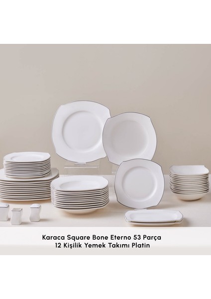 Square Bone Eterno 53 Parça 12 Kişilik Yemek Takımı Platin fırsatları