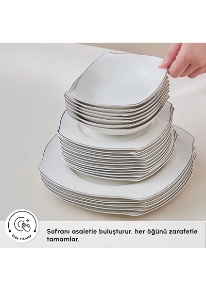 Square Bone Eterno 53 Parça 12 Kişilik Yemek Takımı Platin