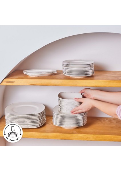 Square Bone Eterno 53 Parça 12 Kişilik Yemek Takımı Platin